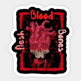 Flesh-Blood-And Bones Heart-Skull Design Sticker